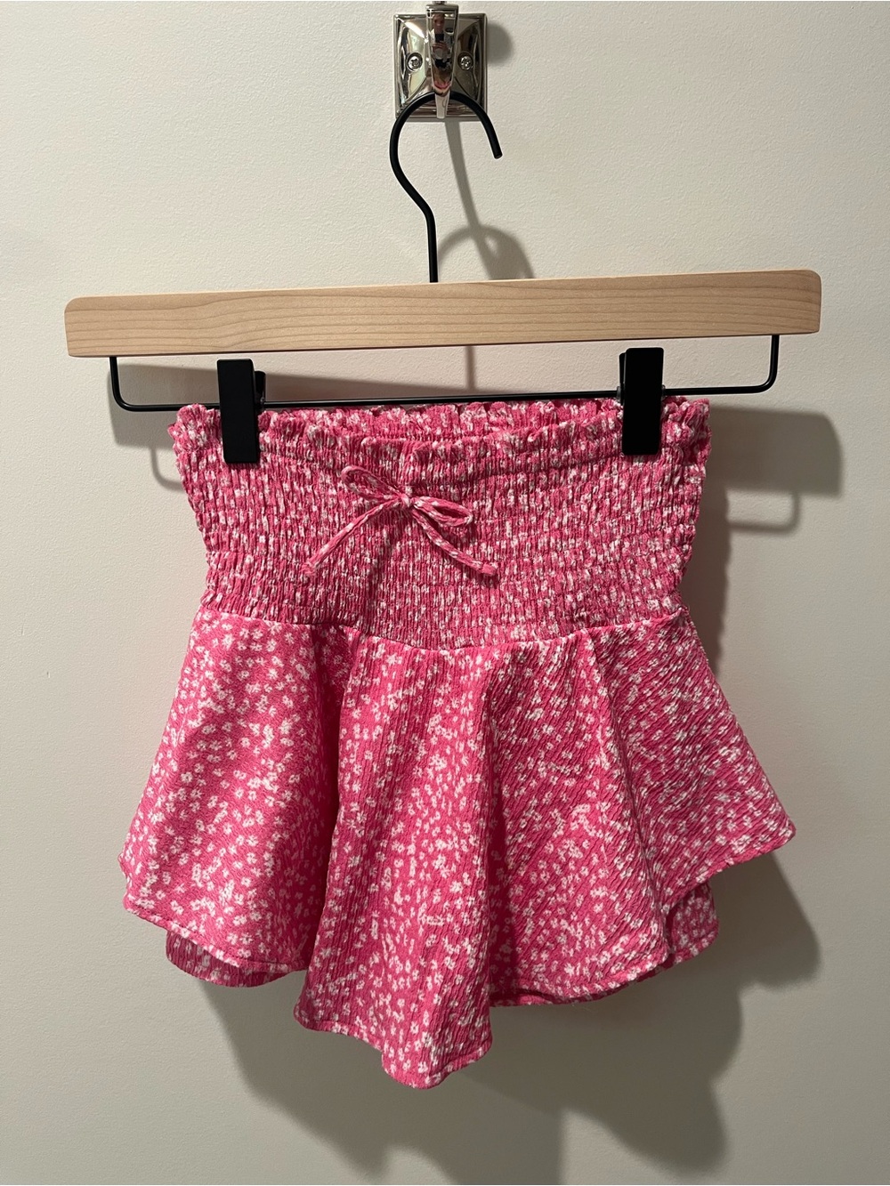 Zara Pink Smocked Flounce Skort